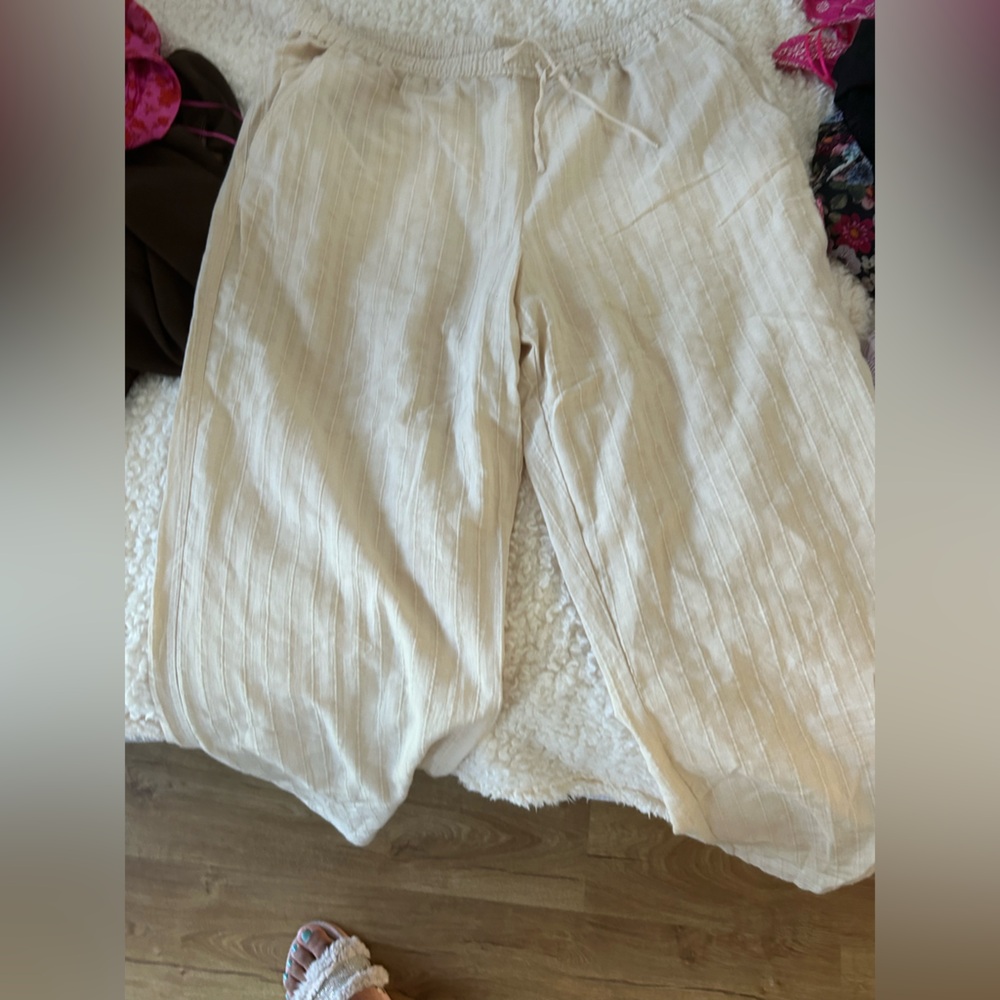 Zara Cream Elastic Waist Pants